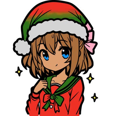 anime girl wearing a santa hat