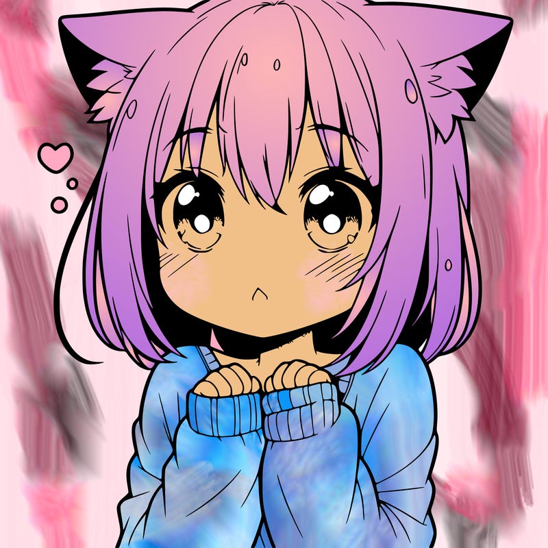 shy anime catgirl