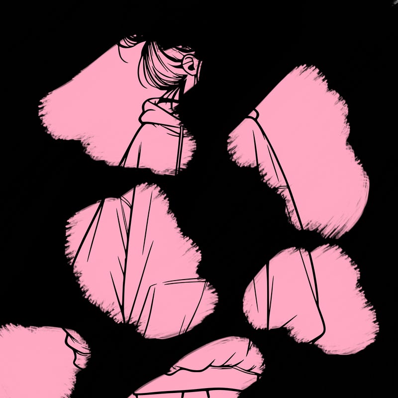 realistic girl with a oversized sweatshirt on and a bun