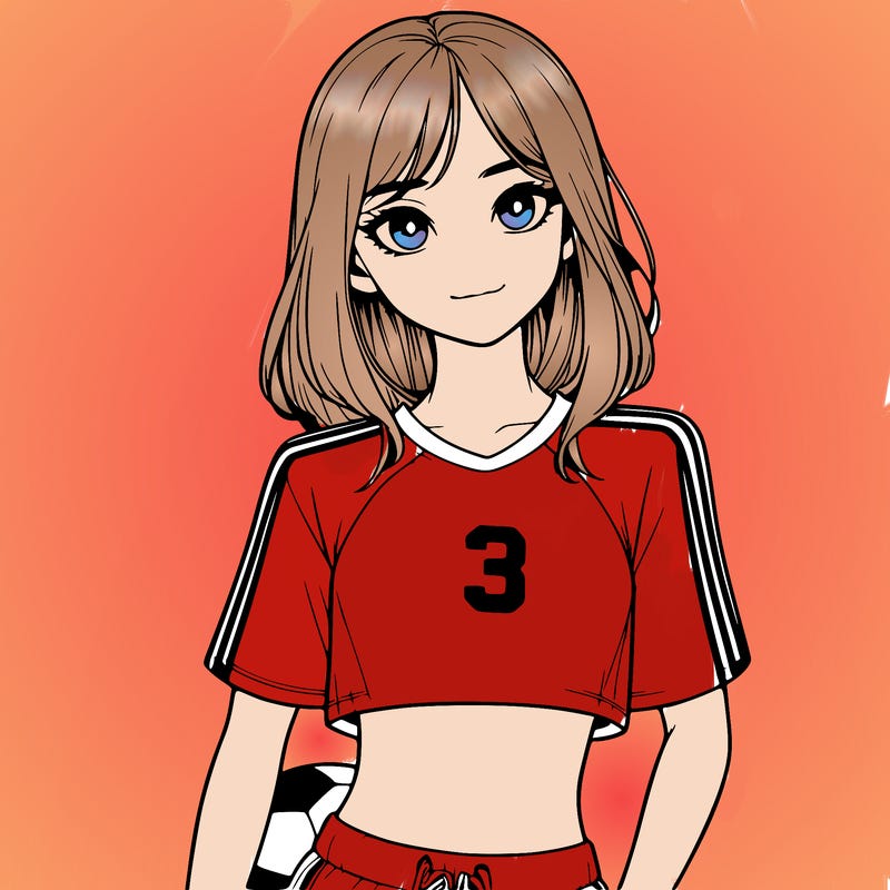 realistic girl wearing soccer jersey