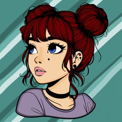 realistic girl with spacebuns