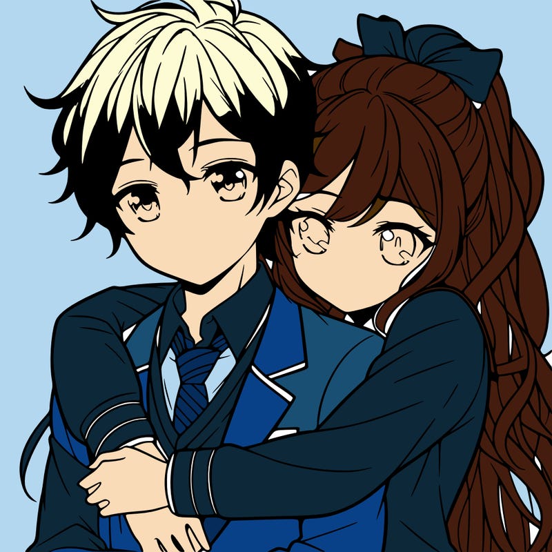 girl and boy hugging anime