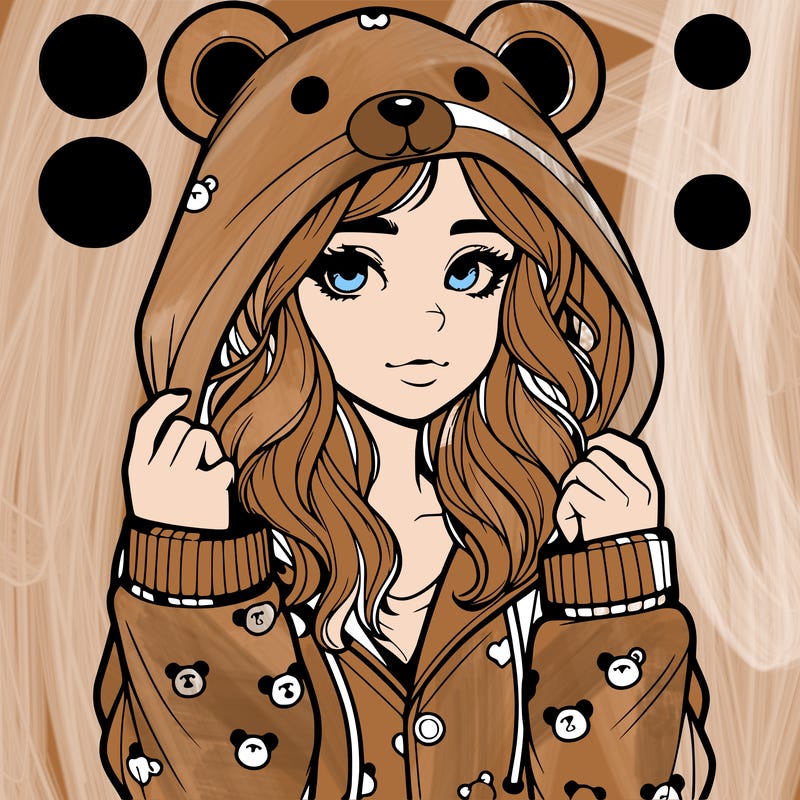 realistic girl in a animal pjs hoodie