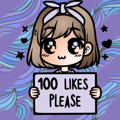 girl holding sign saying 100 likes please