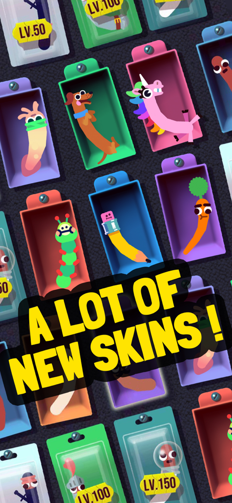 A collection of colorful and quirky character skins in the Sausage Flip game