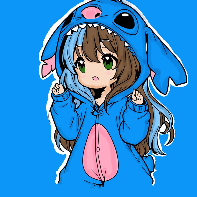 anime girl in a stitch onsie