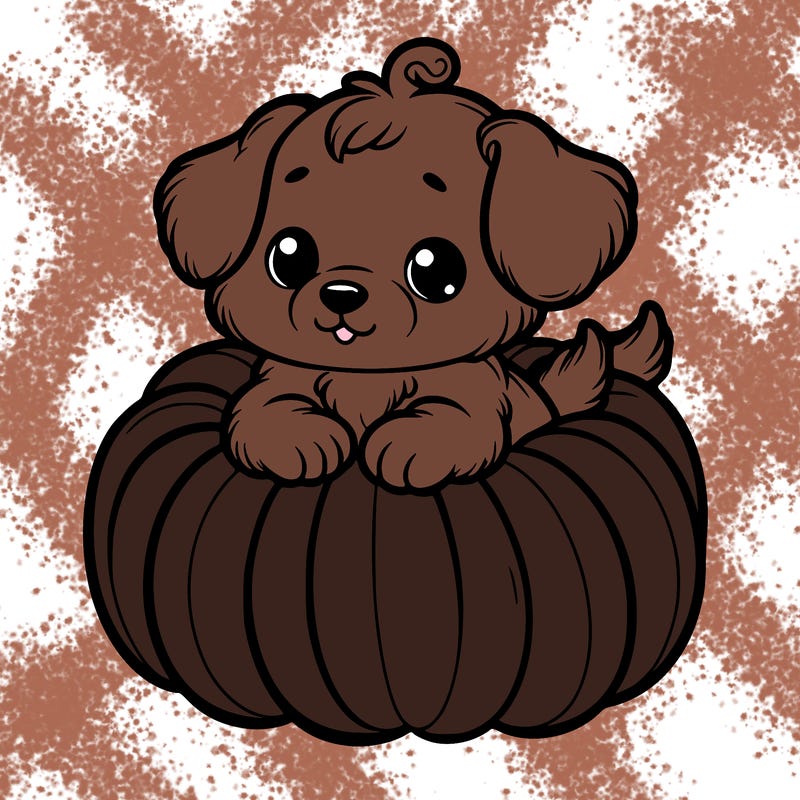 cute little puppy in a pumpkin