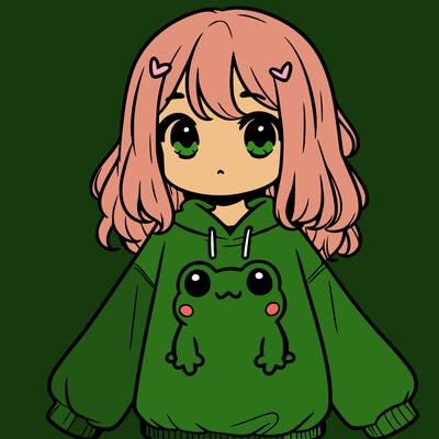 girl wearing frogging sweatshirt