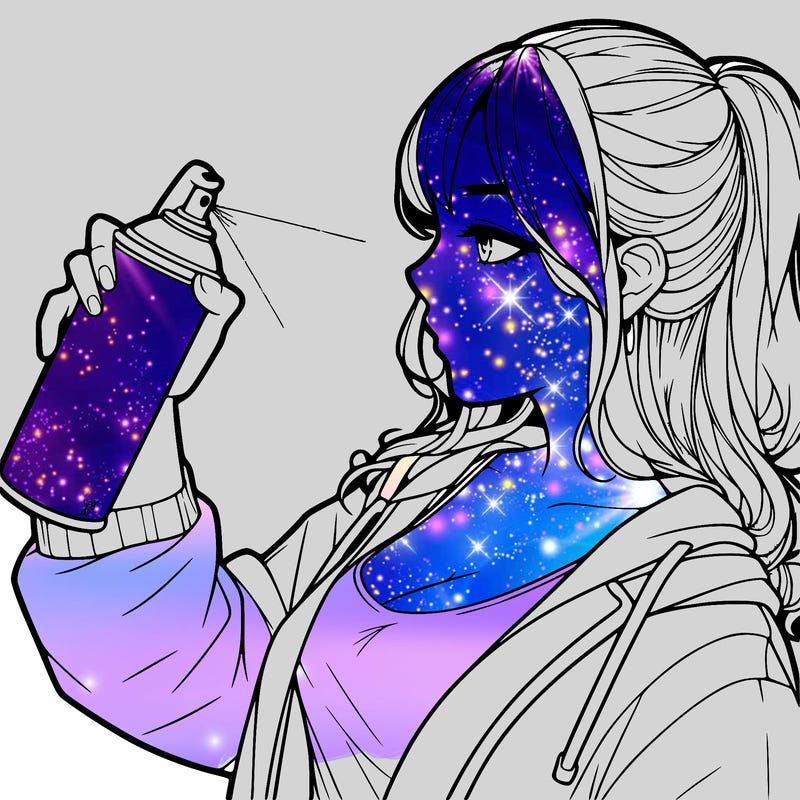 a realistic girl spray, painting