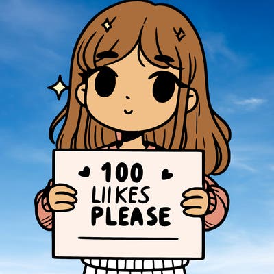 a girl holding up a sign saying 100 likes please