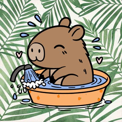 capybara taking a bath