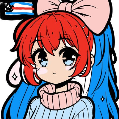 anime girl with hairbow wearing a turtleneck