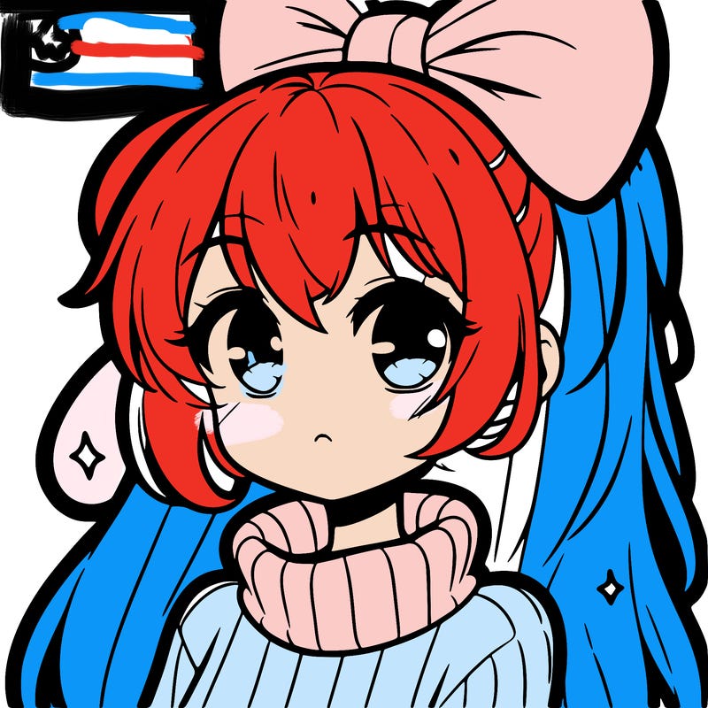 anime girl with hairbow wearing a turtleneck