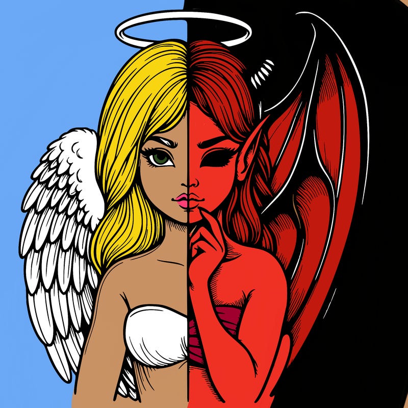 realistic angel half demon