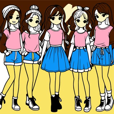 a group of five girls