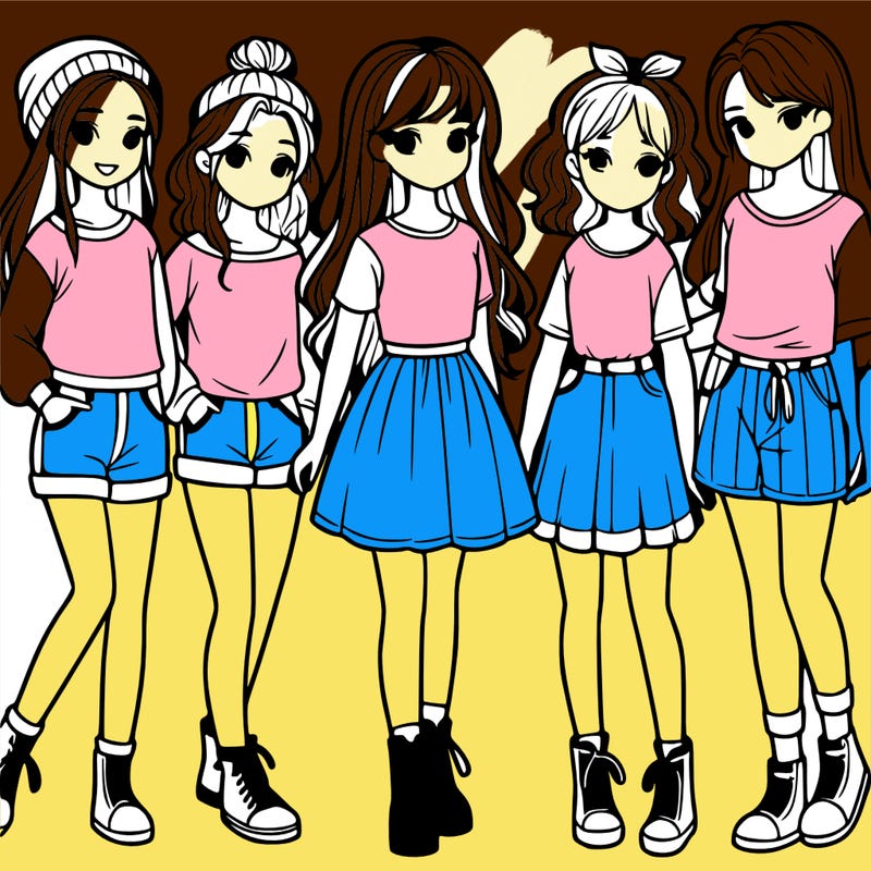 a group of five girls