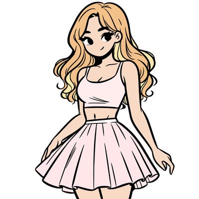 woman in a skirt and crop top