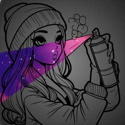 realistic girl spray painting