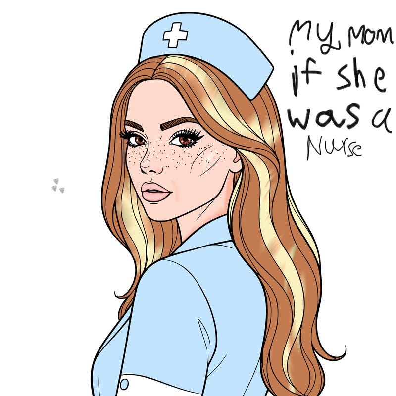 a beautiful girl nurse no backgroundnd with long lashes