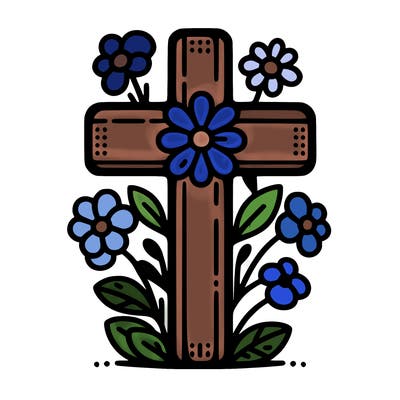 the cross with flowers