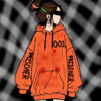 realistic girl with a oversized sweatshirt on and a bun