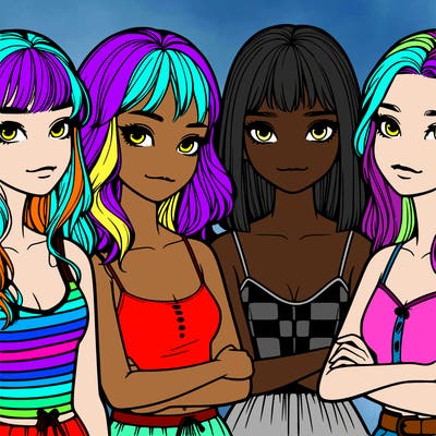 four realistic girls