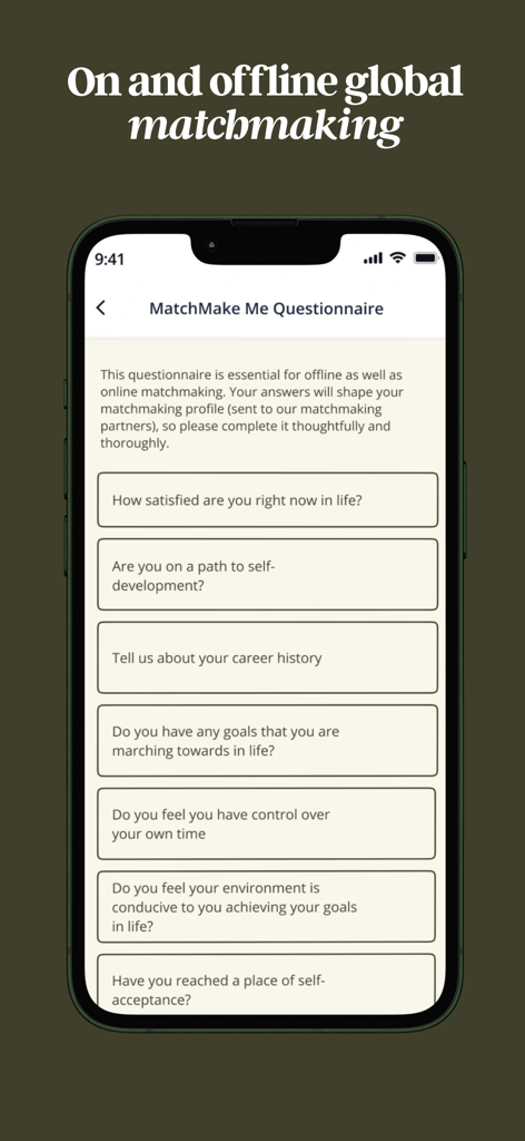 Reddi: The Matchmaking App - Cuestionario de citas de la app Reddi con preguntas personales y profesionales para coincidencias curadas