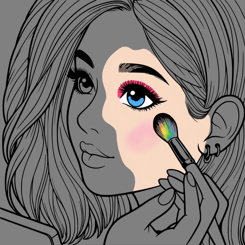 a realistic girl doing her makeup