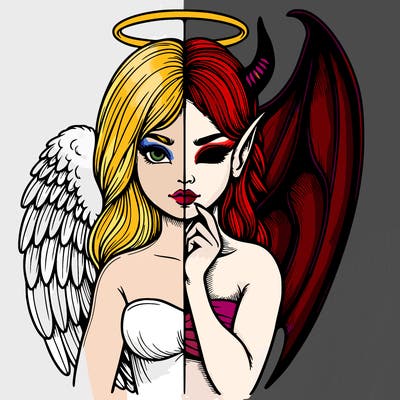 realistic angel half demon