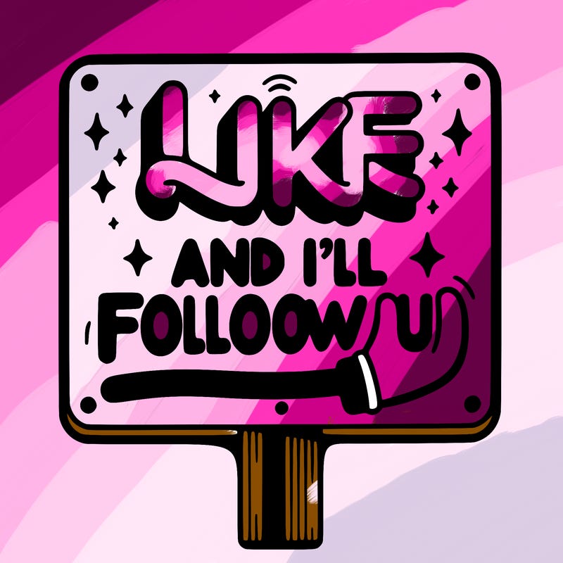 sighn that sais like and ill follow u