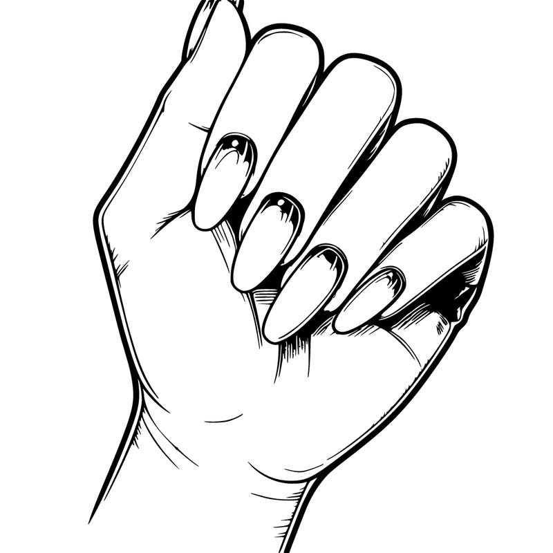 realistic hand with gel nails