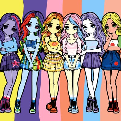 a group of girls realistic