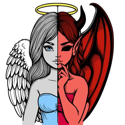 realistic angel half demon