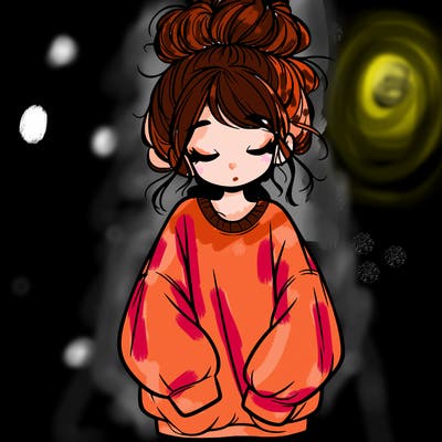 girl with baggy sweatshirt and messy bun