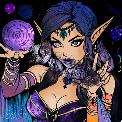 realistic scary beautiful elf sorceress casting spell