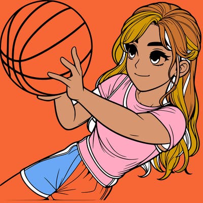 realistic girl playing basketball