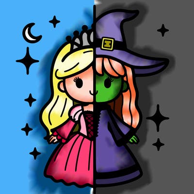 split princess and witch