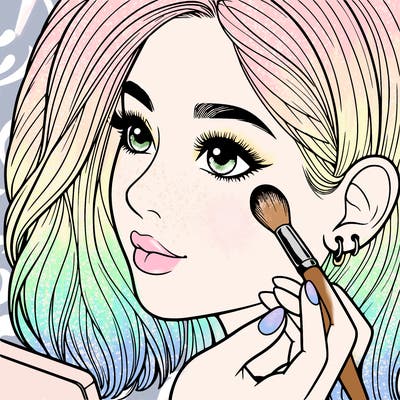 a realistic girl doing her makeup