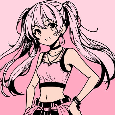 anime girl wearing crop top