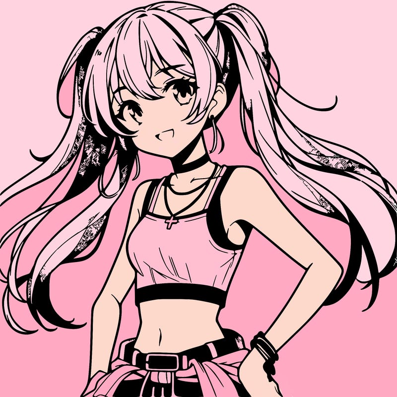 anime girl wearing crop top