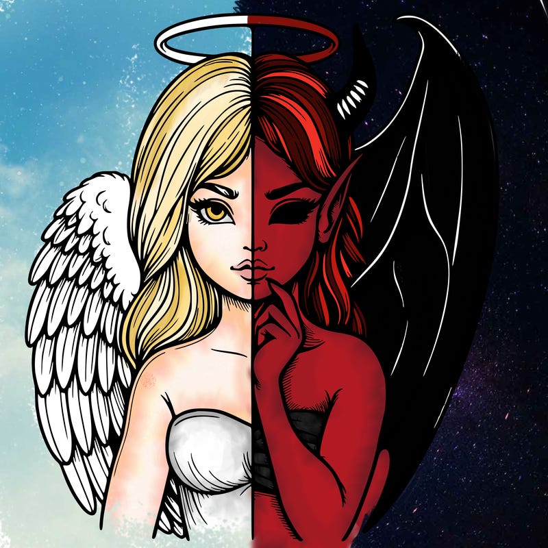 realistic angel half demon