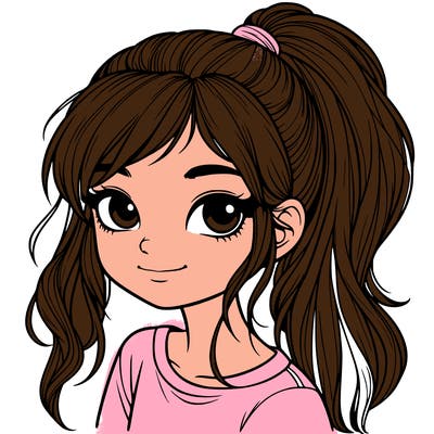 realistic girl with ponytail