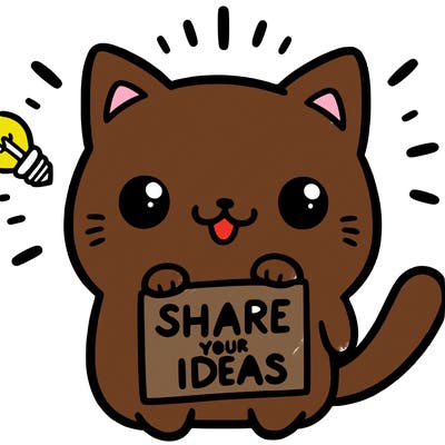 a cute cat saying share your ideas