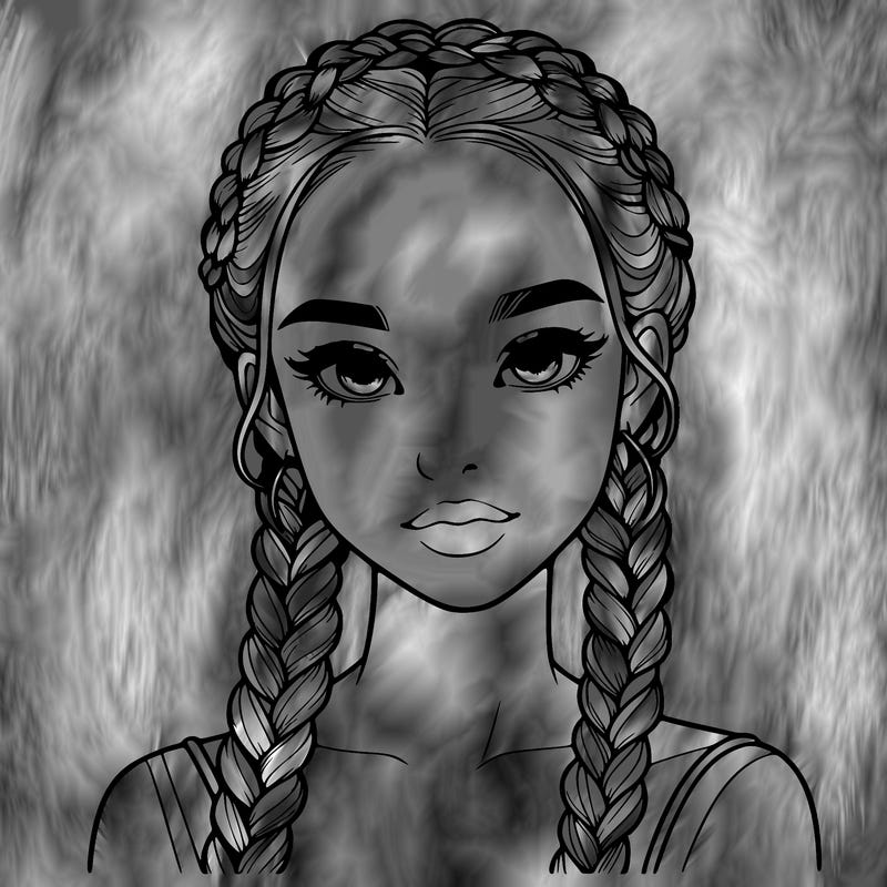 realistic girl with braids
