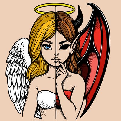 realistic angel half demon