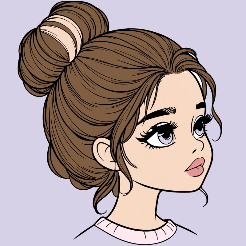 realistic girl with bun