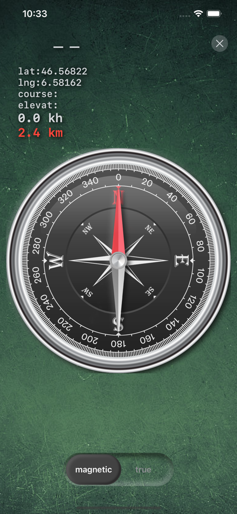 GPS Tracker: Offline Maps, GPX - Digital compass interface displaying latitude and longitude coordinates for navigation