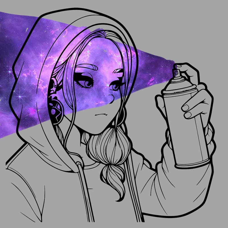 a realistic girl, spray painting