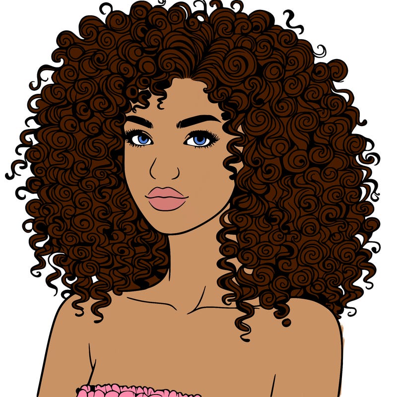 realistic woman with very curly hair