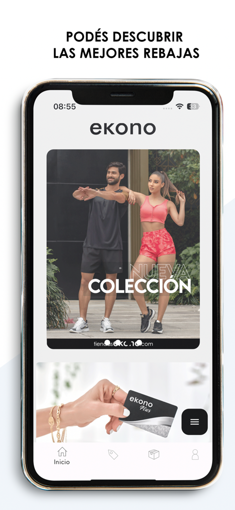 Tiendas Ekono - Tela inicial do aplicativo Tiendas Ekono mostrando tendências de moda e benefícios de fidelidade